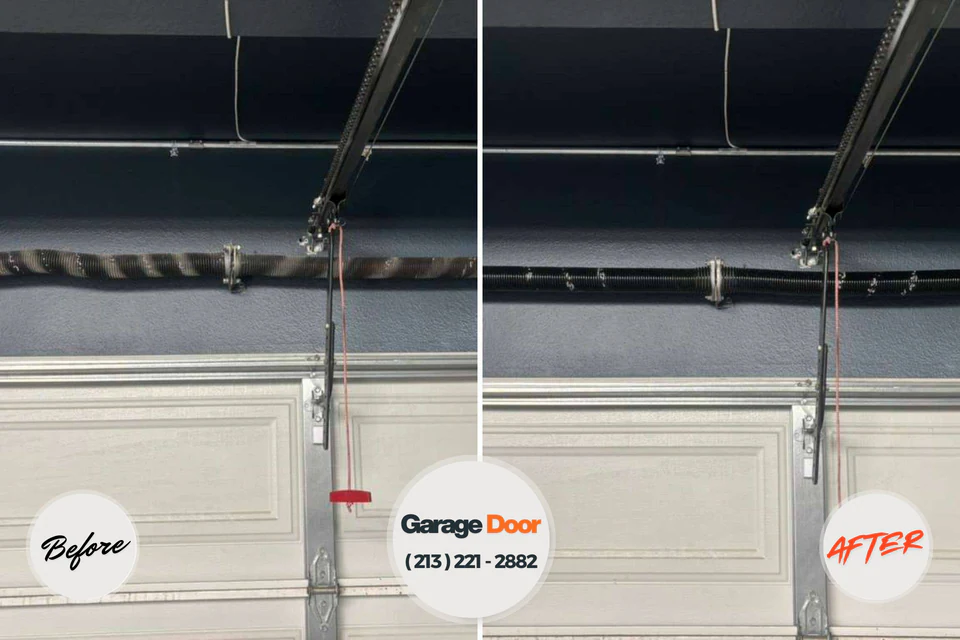 Before and after: garage door repair Stonybrook, PA